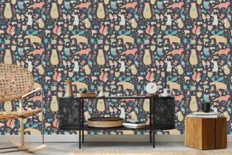 Tapeta Dla Dzieci - Leśne Zwierzątka I Rośliny