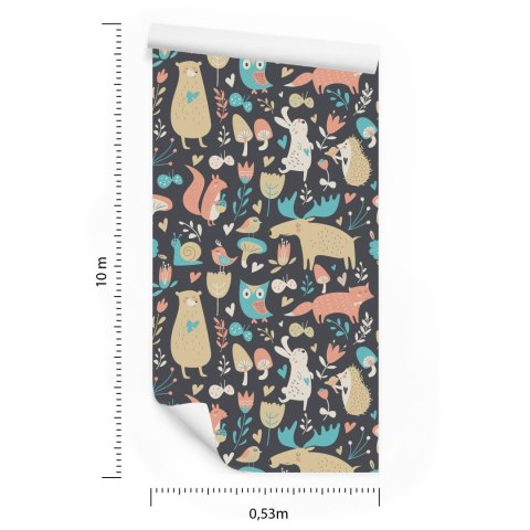 Tapeta Dla Dzieci - Leśne Zwierzątka I Rośliny