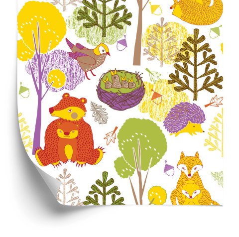 Tapeta Dla Dzieci - Szczęśliwe Leśne Zwierzęta