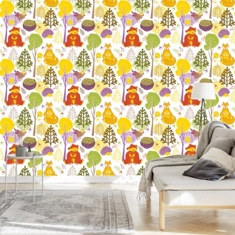 Tapeta Dla Dzieci - Szczęśliwe Leśne Zwierzęta