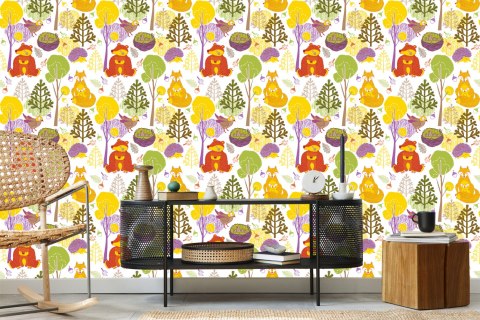 Tapeta Dla Dzieci - Szczęśliwe Leśne Zwierzęta