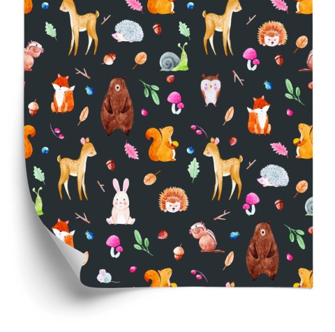 Tapeta Dla Dzieci - Zwierzątka Leśne Malowane Akwarelą