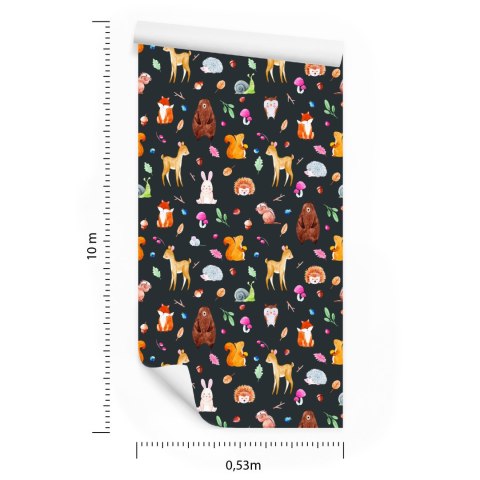 Tapeta Dla Dzieci - Zwierzątka Leśne Malowane Akwarelą