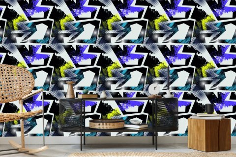 Tapeta Fioletowo Żółte Graffiti