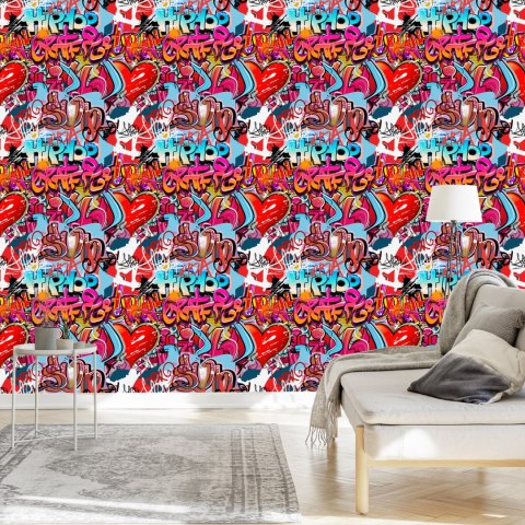 Tapeta Graffiti Z Odcieniami Czerwieni