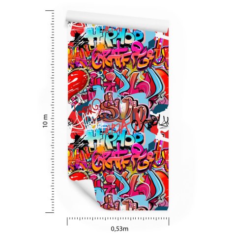 Tapeta Graffiti Z Odcieniami Czerwieni