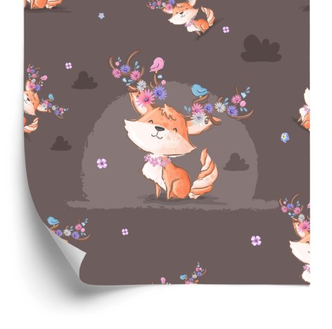 Tapeta Liski Ptaszki I Kwiatki