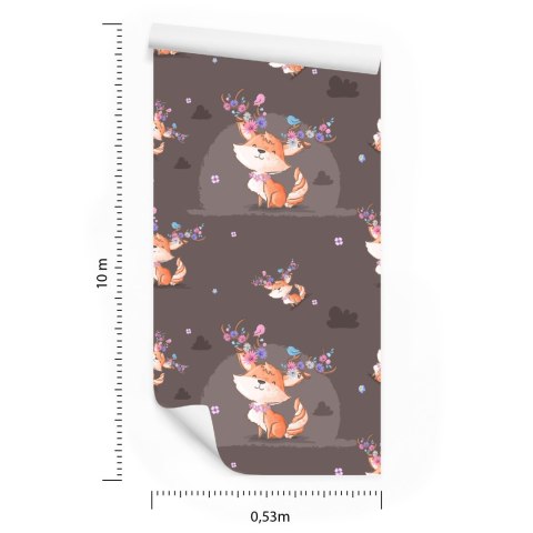 Tapeta Liski Ptaszki I Kwiatki