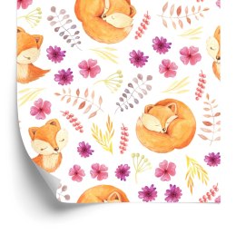 Tapeta Małe Liski Z Kwiatami