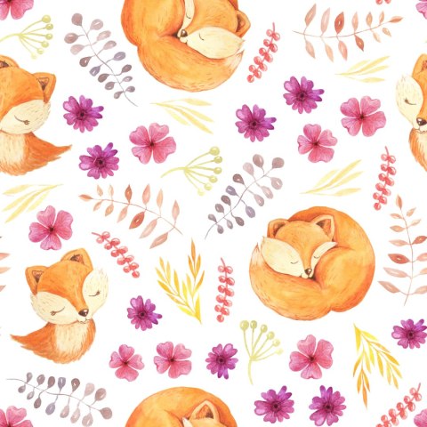 Tapeta Małe Liski Z Kwiatami