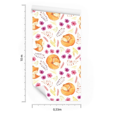 Tapeta Małe Liski Z Kwiatami