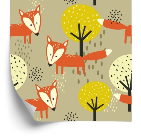 Tapeta Minimalistyczne Lisy I Drzewa