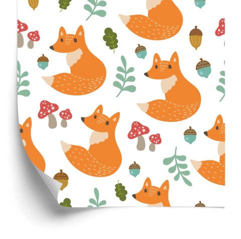 Tapeta Minimalistyczne Lisy Z Liśćmi