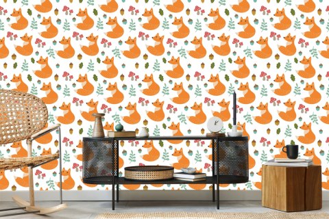 Tapeta Minimalistyczne Lisy Z Liśćmi