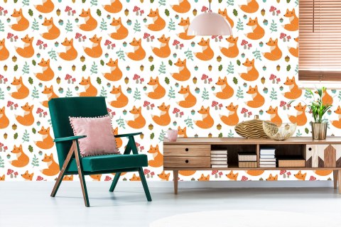 Tapeta Minimalistyczne Lisy Z Liśćmi