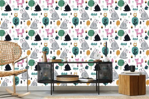 Tapeta Misie I Sowy W Lesie