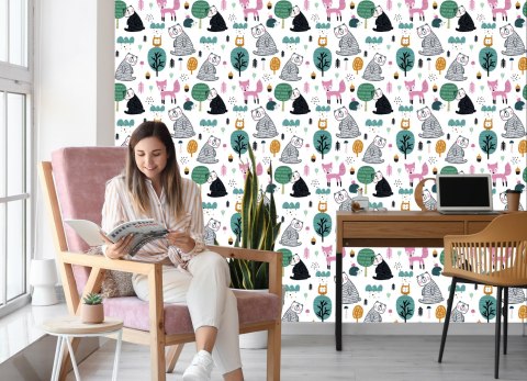 Tapeta Misie I Sowy W Lesie