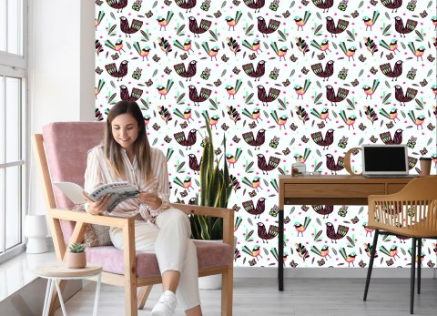 Tapeta Ptaki W Stylu Boho