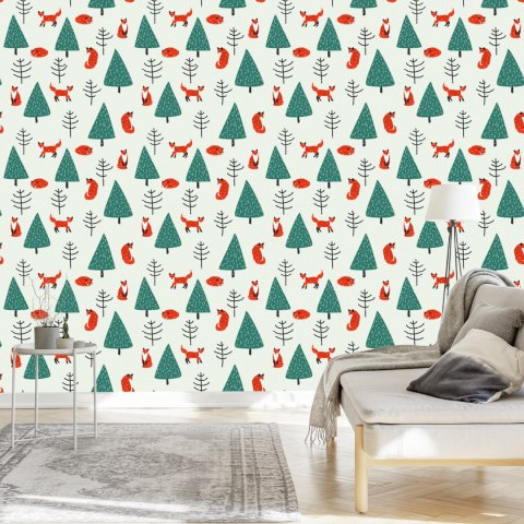 Tapeta Śpiące Lisy W Lesie