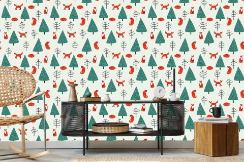 Tapeta Śpiące Lisy W Lesie