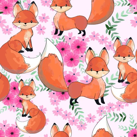 Tapeta Urocze Liski Z Kwiatami