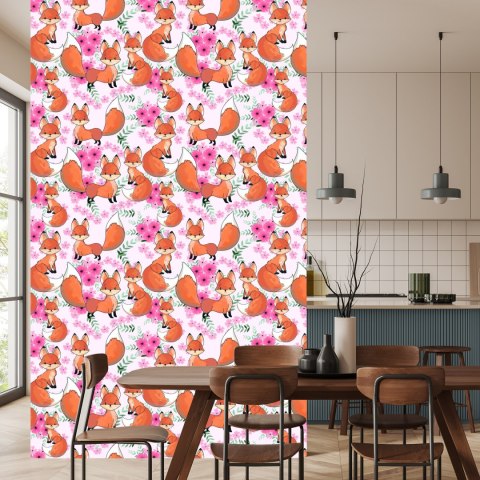 Tapeta Urocze Liski Z Kwiatami