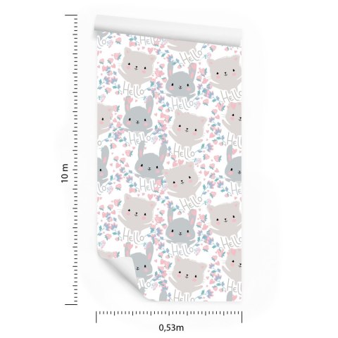 Tapeta Dla Dzieci - Małe Kotki I Kwiaty