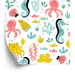 Tapeta Dla Dzieci - Morskie Zwierzątka W Stylu Skandynawskim
