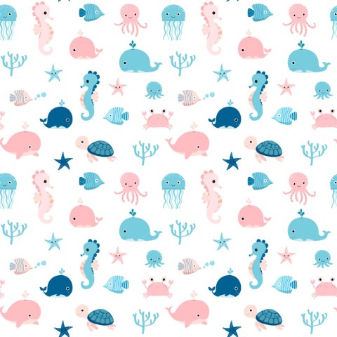 Tapeta Dla Dzieci - Morskie Zwierzęta
