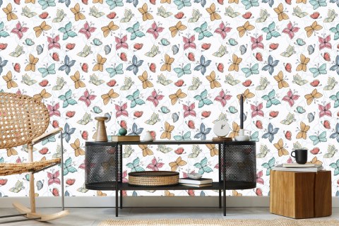 Tapeta Dla Dzieci - Motyle I Kwiaty