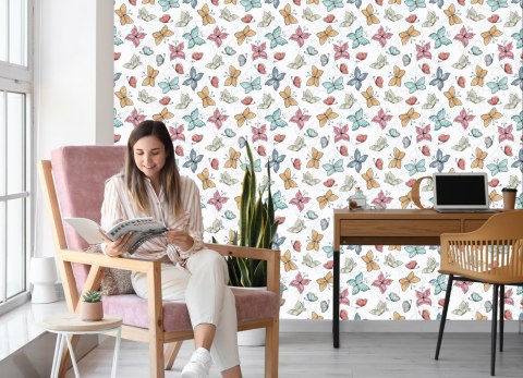 Tapeta Dla Dzieci - Motyle I Kwiaty