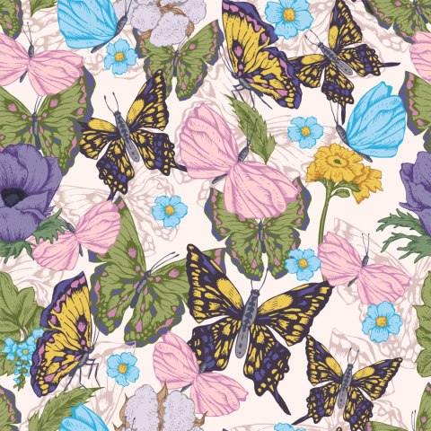 Tapeta Dla Dzieci - Motyle Wśród Kwiatów