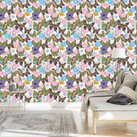 Tapeta Dla Dzieci - Motyle Wśród Kwiatów