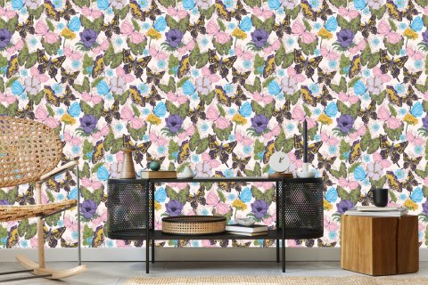 Tapeta Dla Dzieci - Motyle Wśród Kwiatów