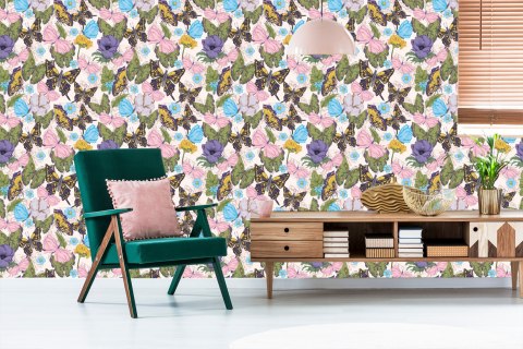 Tapeta Dla Dzieci - Motyle Wśród Kwiatów