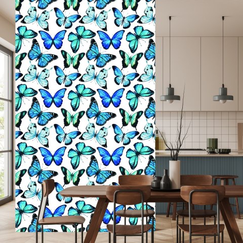 Tapeta Dla Dzieci Niebieskie Motyle Akwarela 3D