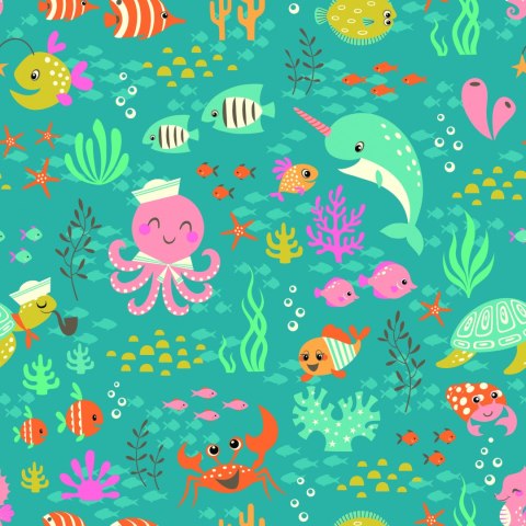 Tapeta Dla Dzieci - Radosne Życie Pod Wodą