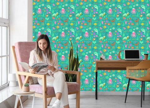 Tapeta Dla Dzieci - Radosne Życie Pod Wodą