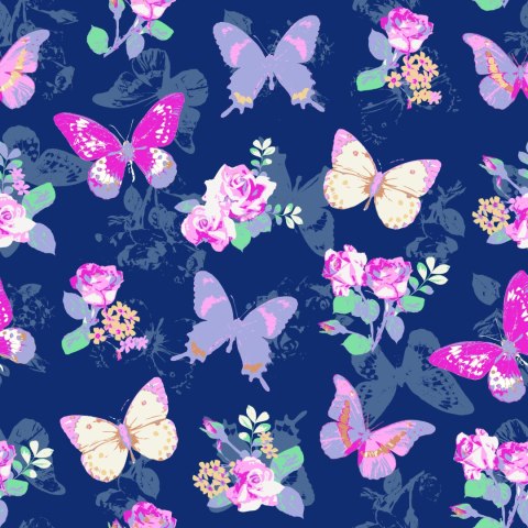 Tapeta Do Przedpokoju Motyle, Kwiaty, Liście, Róże