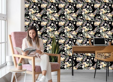 Tapeta Do Przedpokoju, Motyle, Kwiaty, Przyroda