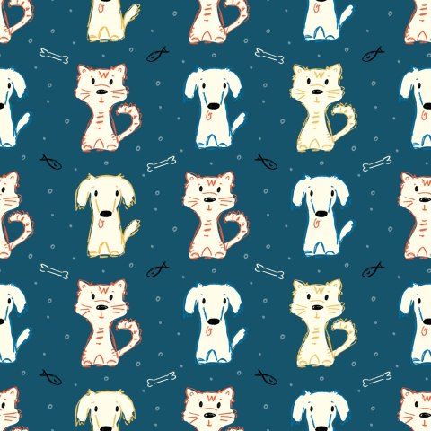 Tapeta Kolorowe Pieski I Kotki