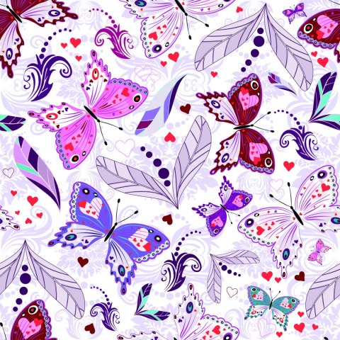 Tapeta W Motyle, Serca, Kropki, Do Pokoju Dziecka