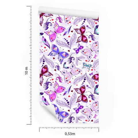 Tapeta W Motyle, Serca, Kropki, Do Pokoju Dziecka