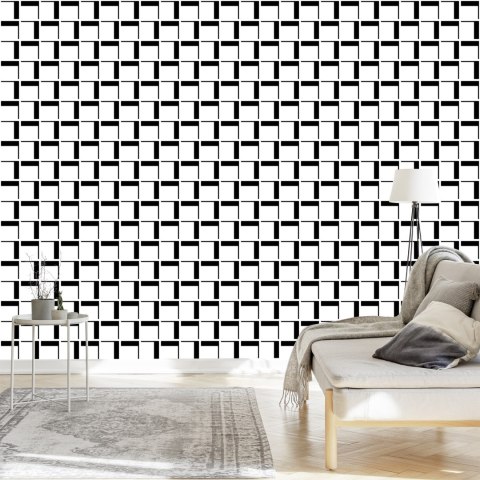 Tapeta 3D Geometryczna W Kratę Do Salonu, Biura