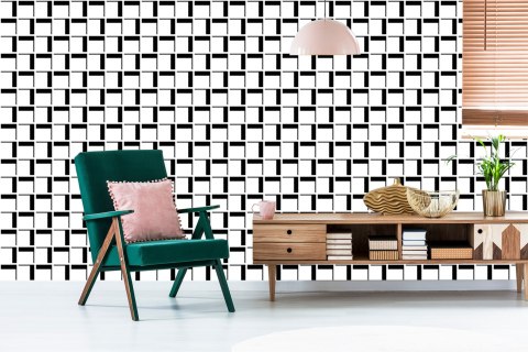 Tapeta 3D Geometryczna W Kratę Do Salonu, Biura