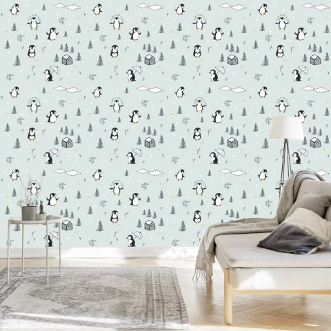 Tapeta Dla Dzieci - Radosne Pingwiny