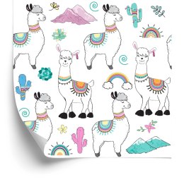 Tapeta Do Pokoju Dziecka, Lamy, Kaktusy, Góry