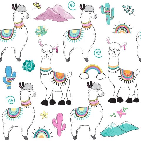 Tapeta Do Pokoju Dziecka, Lamy, Kaktusy, Góry