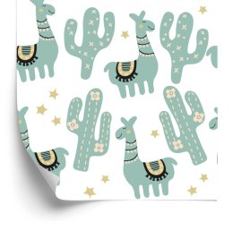 Tapeta Do Pokoju Dziecka, Lamy, Rośliny, Gwiazdy