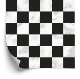 Tapeta Luksusowa Czarno - Biała Krata Na Wzór Marmuru